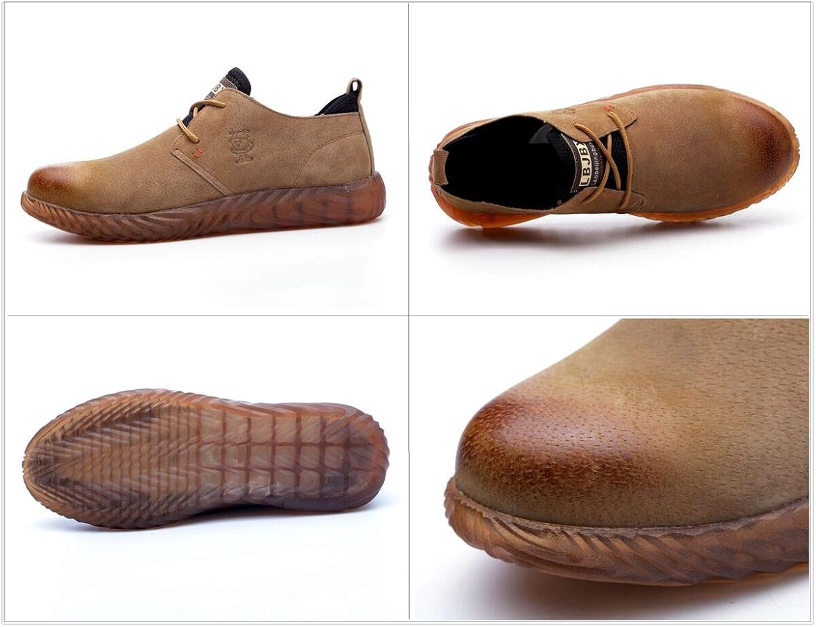 Amazon.com: VOLKLAND Men Casual Brown Leather Steel Toe